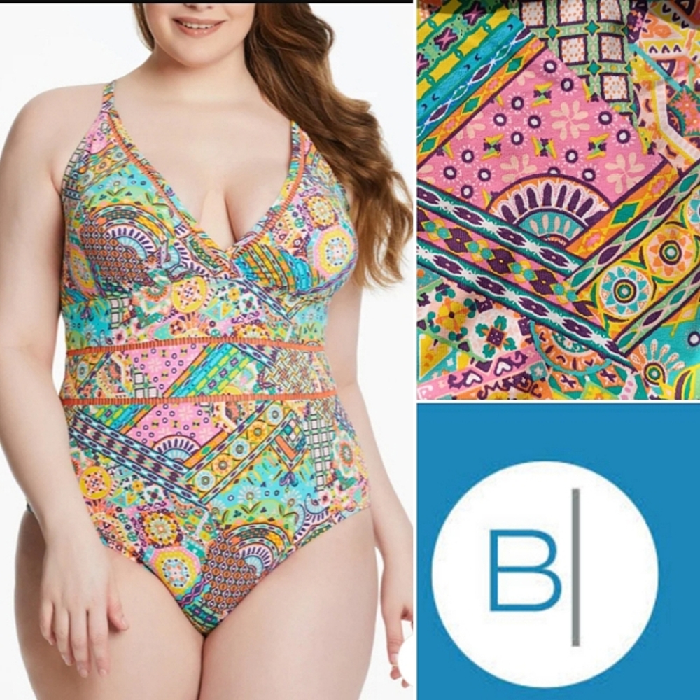 Bleu Rod Beattie 20 Seriously Sunny Surplice One Piece Bathing Suit